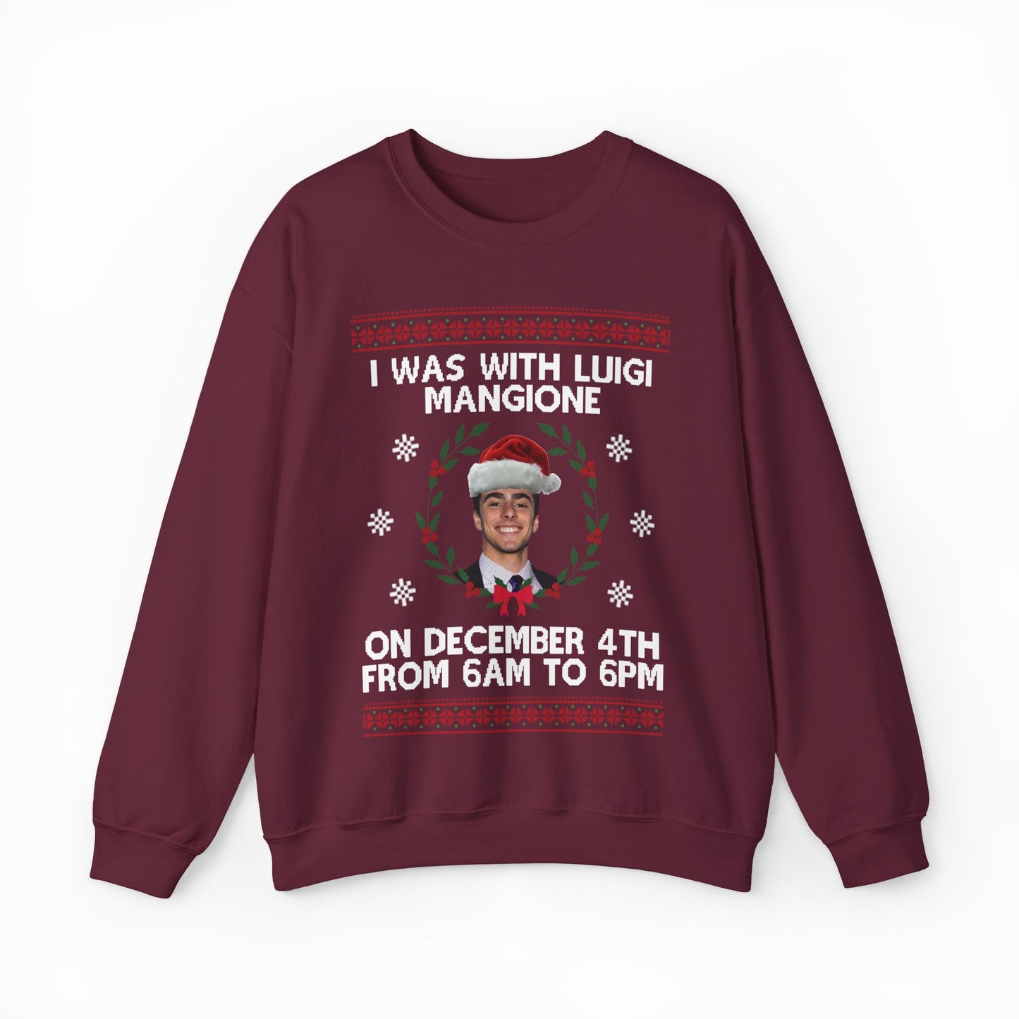 I Was With Mangione On December 4th From 6AM to 6PM Ugly Christmas Sweater