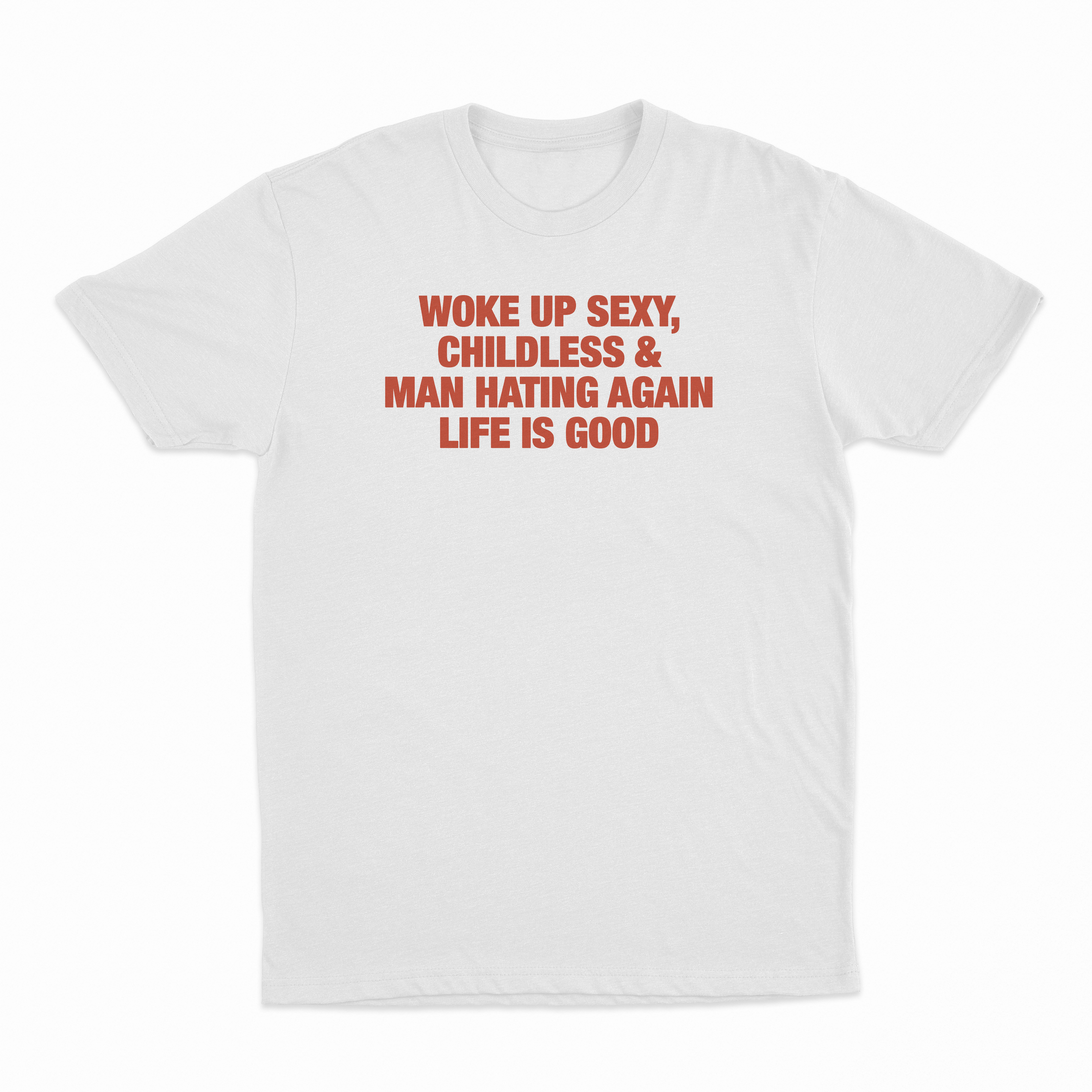 Woke Up Sexy, Childless & Man Hating Again Life Is Good T-Shirt