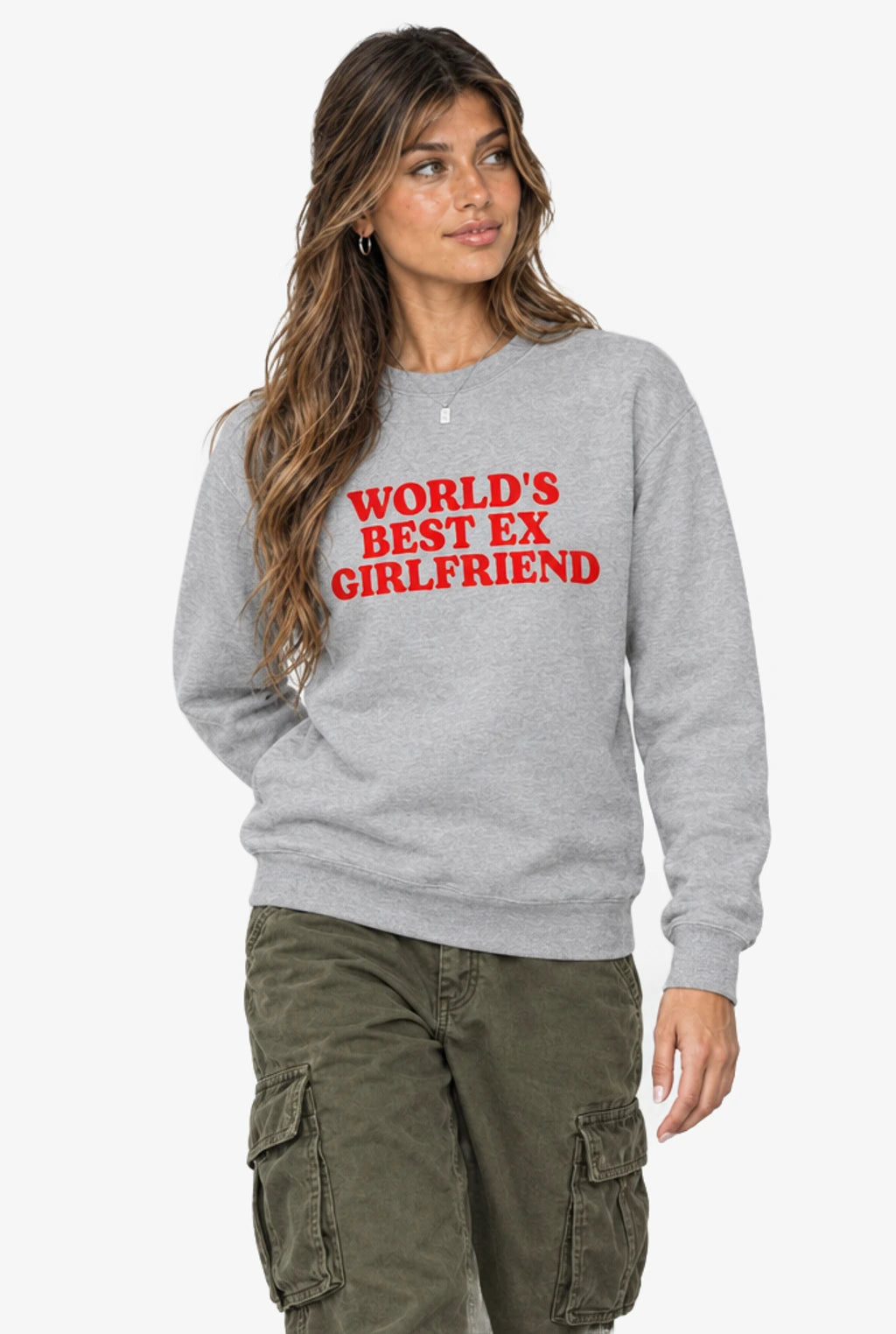 World's Best Ex Girlfriend Crewneck: Sport Grey on model