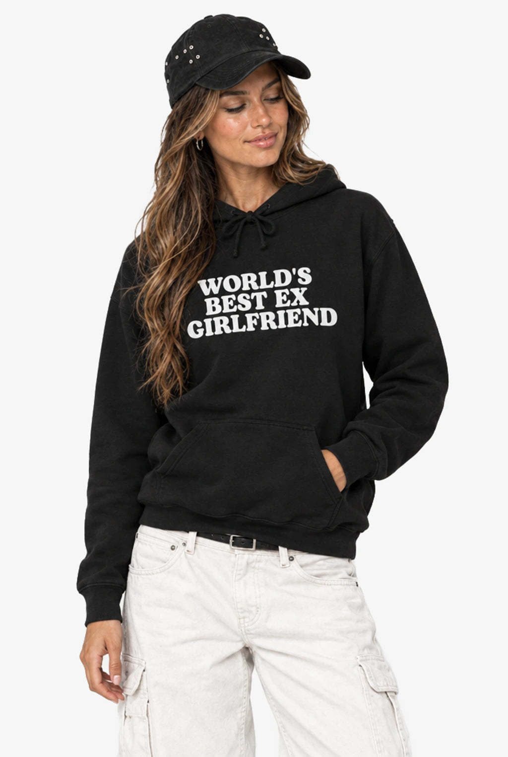 World's Best Ex Girlfriend Hoodie: Black on model